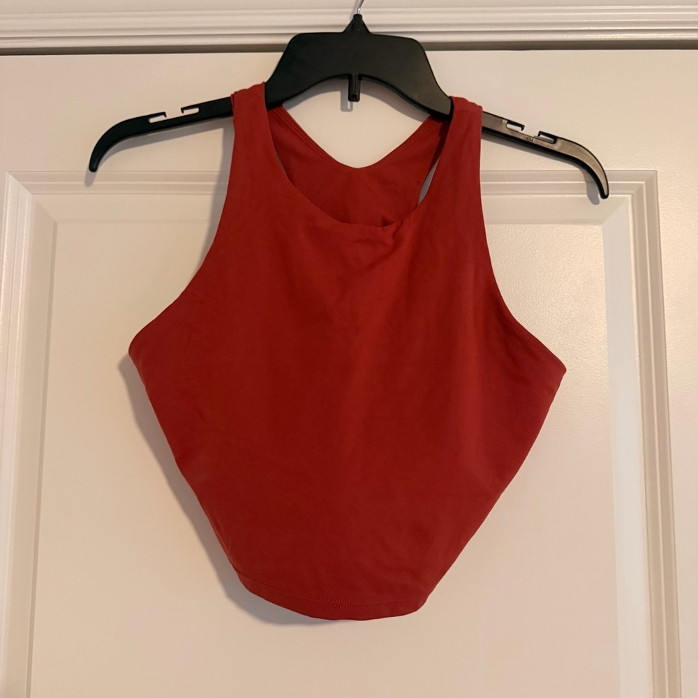 CRZ YOGA BURNT ORANGE HIGH NECK LONGLINE SPORTS BRA SIZE MEDIUM